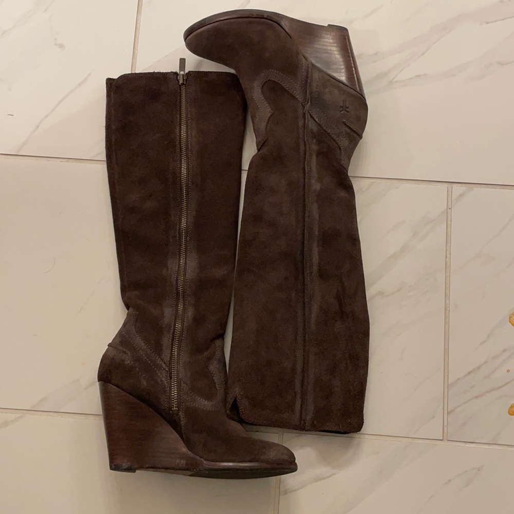Frye brown suede boots